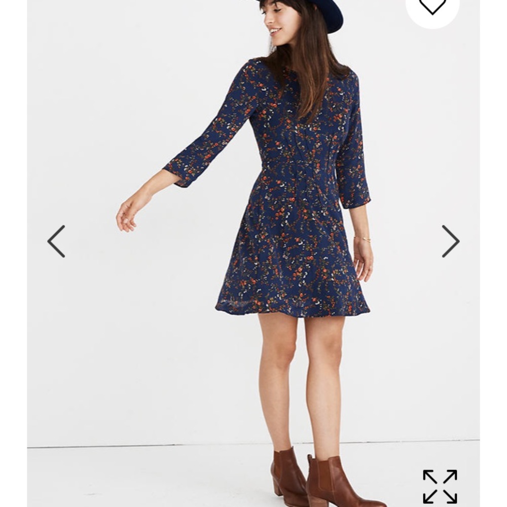 NWT Madewell Silk Boatneck Pintuck Dress